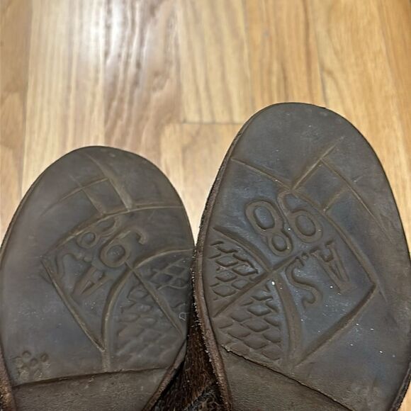 AS 98 sz 40 heeled booties side zip perforated brown leather good pre owned cond - Picture 8 of 11